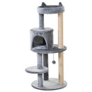 PawHut 4 Tiers 104cm Cat Tree W/ Scratching Posts Perches  Hanging Ball, Beige