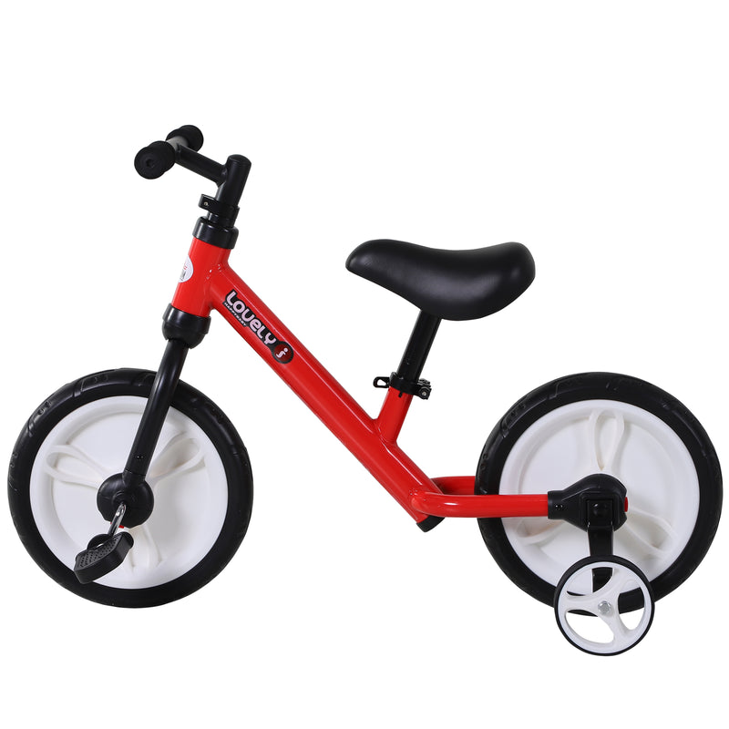 Toddler Balance Bike with Stabalisers - Red