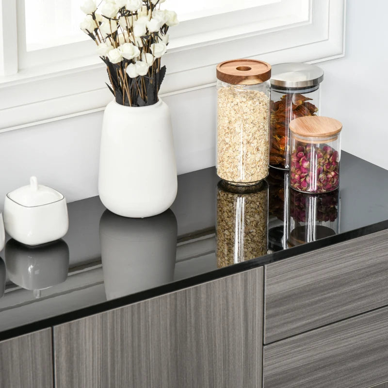 HOMCOM Push-Open Cabinet with Two Drawers Grey