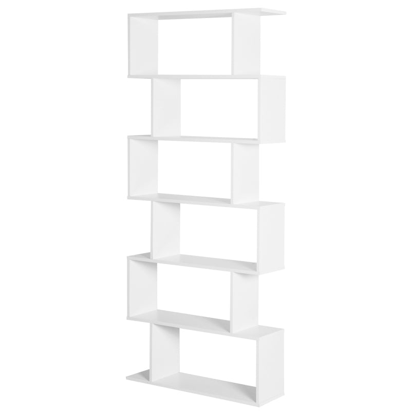 Particle Board 6-Tier Asymmetrical Shelving Unit White