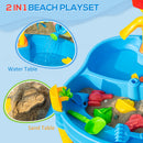 HOMCOM 2 in 1 Sand & Water Table - 18+ Months - Kids Outdoor Beach Garden