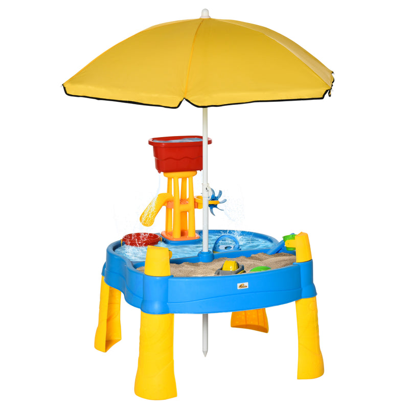 HOMCOM 2 in 1 Sand & Water Table - 18+ Months - Kids Outdoor Beach Garden