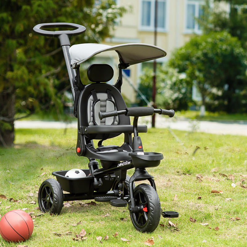 HOMCOM Baby Tricycle 4in1 Stroller with Handle - Grey