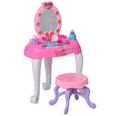 Kids Pretend Play Plastic Vanity Table Set Pink/White