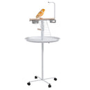 PawHut Bird Table With Four Wheels, Perches, Stainless Steel Bowls, Round Tray