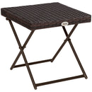 Outsunny Folding Square Rattan Coffee Table w/ Steel Frame Bistro Garden Black