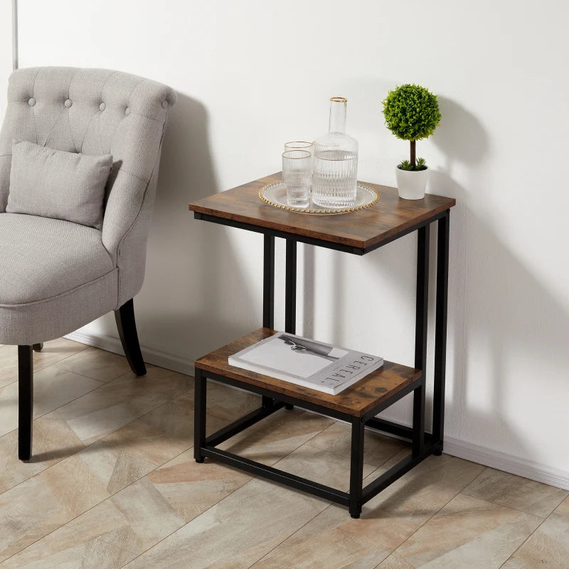 HOMCOM Vintage Side Table Square - Brown