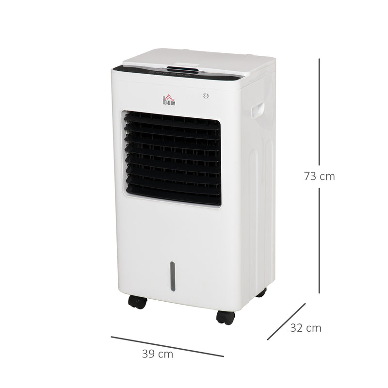 Portable Air Cooler Evaporative Cooler Humidifier with Ice Crystal Box Remote Controller 7.5 Hour Timer 3 Mode 3 Speed Swing and Ice Cooling Function for Bedroom Dorm Office White 9 Settings Fan