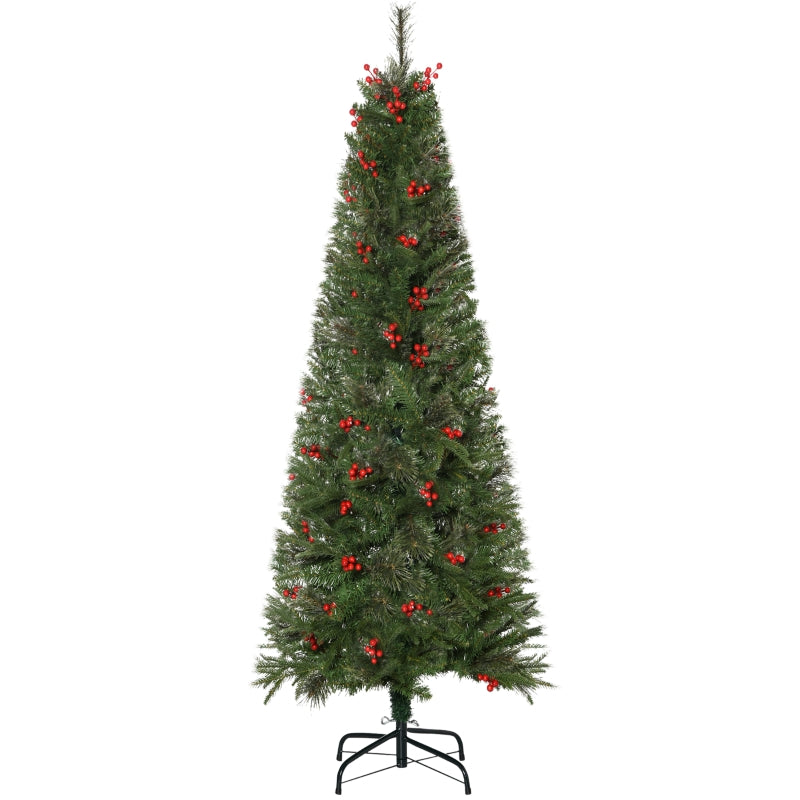 HOMCOM 2.1m Christmas Tree Slim 5' with Berries