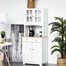 HOMCOM Coastal Kitchen Cupboard Storage Cabinet Unit for Dining Room, White