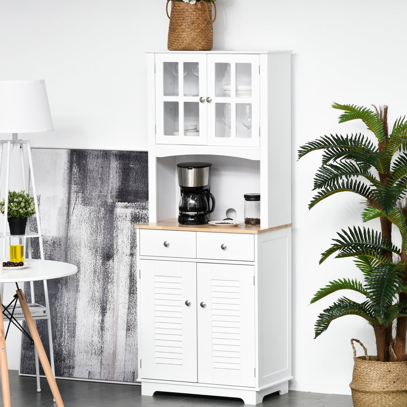 HOMCOM Coastal Kitchen Cupboard Storage Cabinet Unit for Dining Room, White