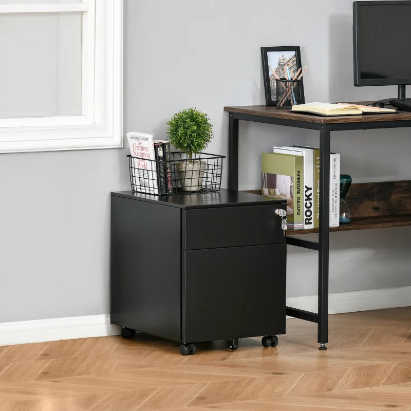 Vinsetto Filing Cabinet with 2 Drawers 39x48x48cm Black
