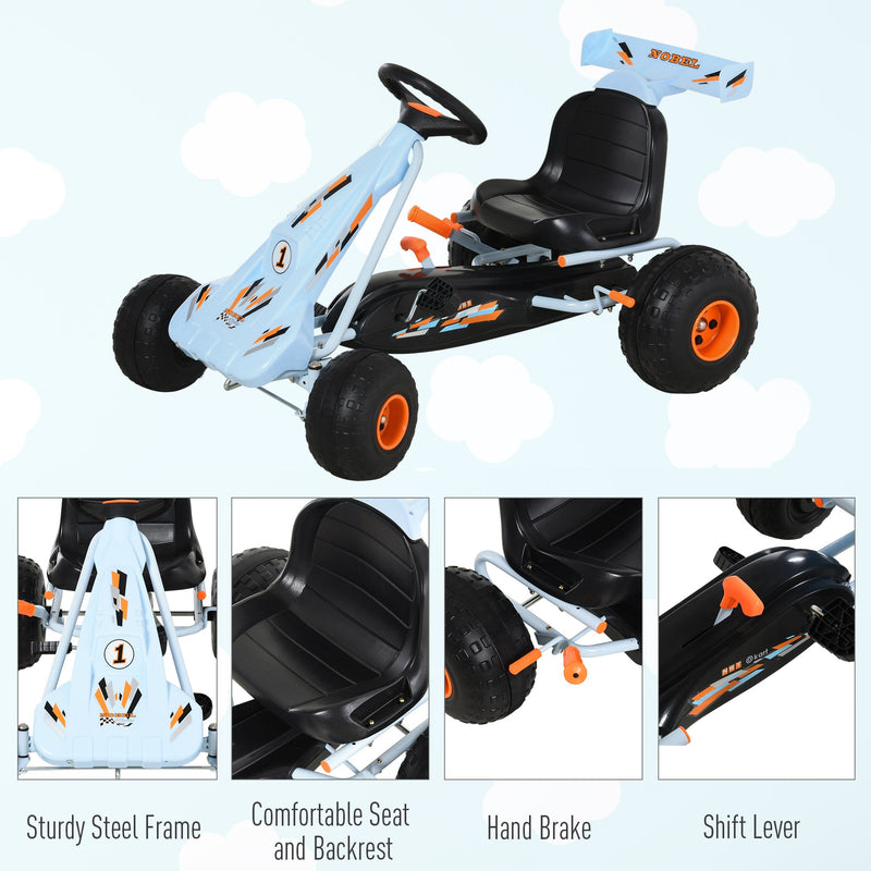 HOMCOM Kids Pedal Go Kart - Blue/Orange