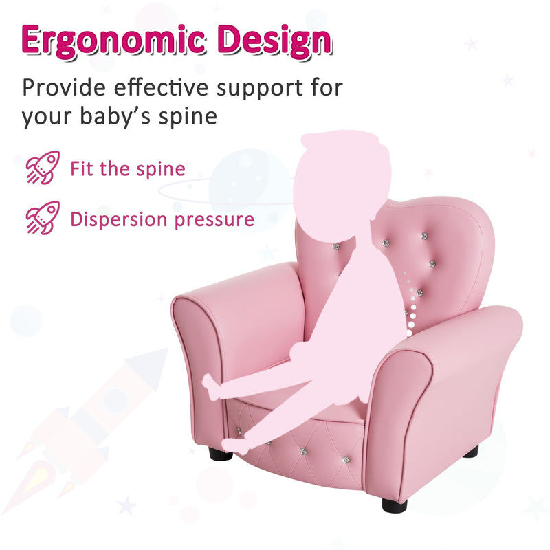 Heart Shaped Kids Sofa Chair - Pink