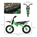 Kids Balance Bike 12" with Motorbike Look - Green