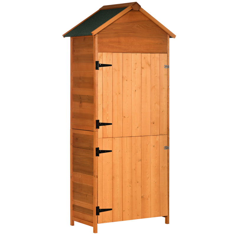 Outsunny Wooden Garden Shed Outdoor Shelves Utility Tool Storage Cabinet Teak