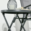 Outsunny Round Folding Side Table W/ Imitation Marble Glass Top, Black & White