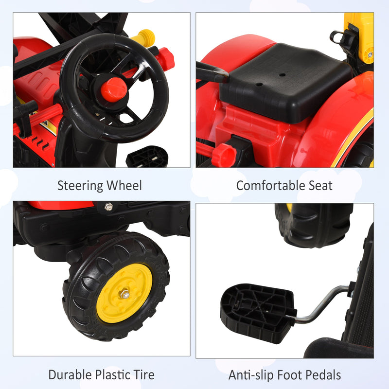 Kids Controllable Excavator with Trailer - Red/Yellow