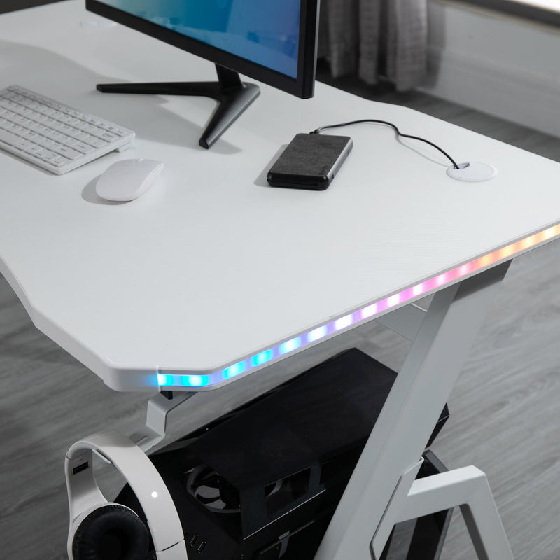 HOMCOM Gaming Desk White 1.2m