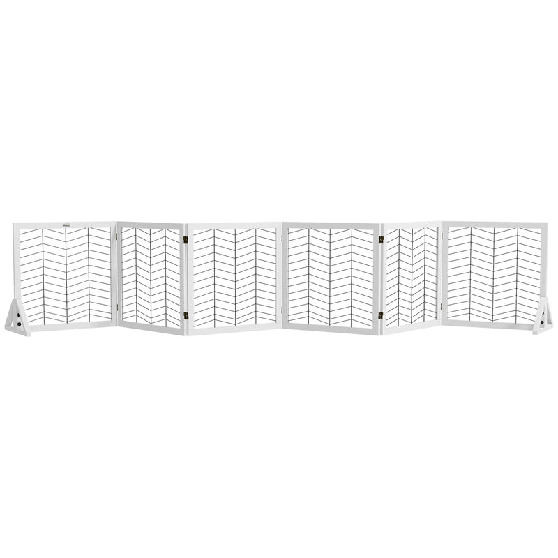 PawHut 6 Panels Freestanding Dog Barrier for S and M Dogs - White
