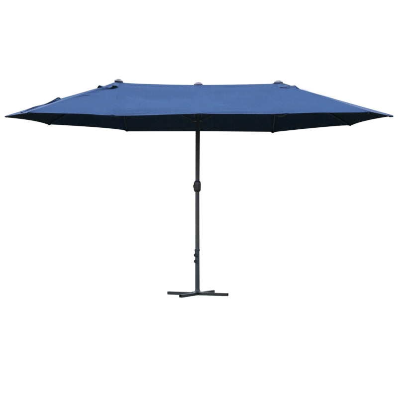 Outsunny Double Sided Umbrella Parasol with Cross Base 4.6 m  - Blue