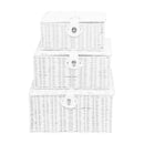 Set of 3 Wicker Storage Box - White