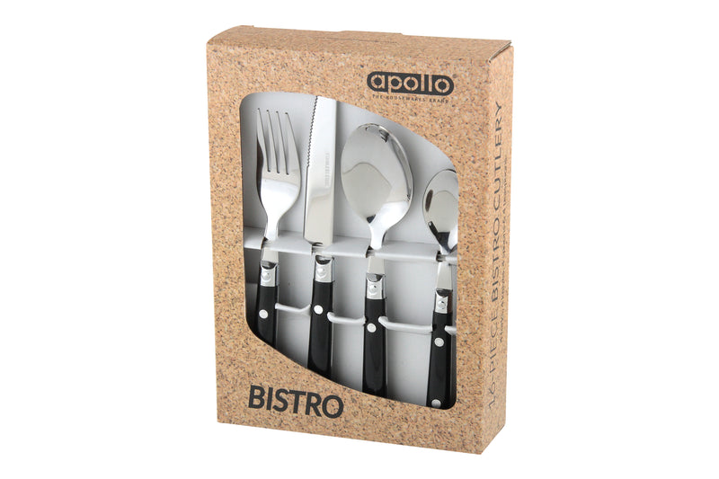 Apollo Cutlery Set Bistro Black 16 Piece
