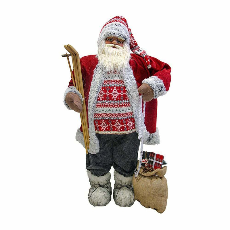 Christmas Sparkle Santa Standing Medium 60cm in Red and Grey