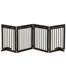 PawHut Pet Gate 4 Panel Wooden Dog Barrier Folding Fence w/ Support Feet