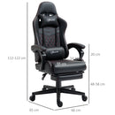 Vinsetto Racing Gaming Chair with Swivel Wheel PU Leather Recliner Gamer Desk for Home Office Black Red w/ Arm