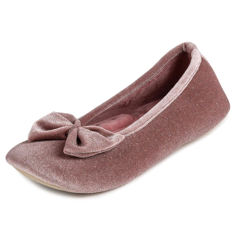 Totes Sparkle Velour Ballet Womens Slippers - Pink