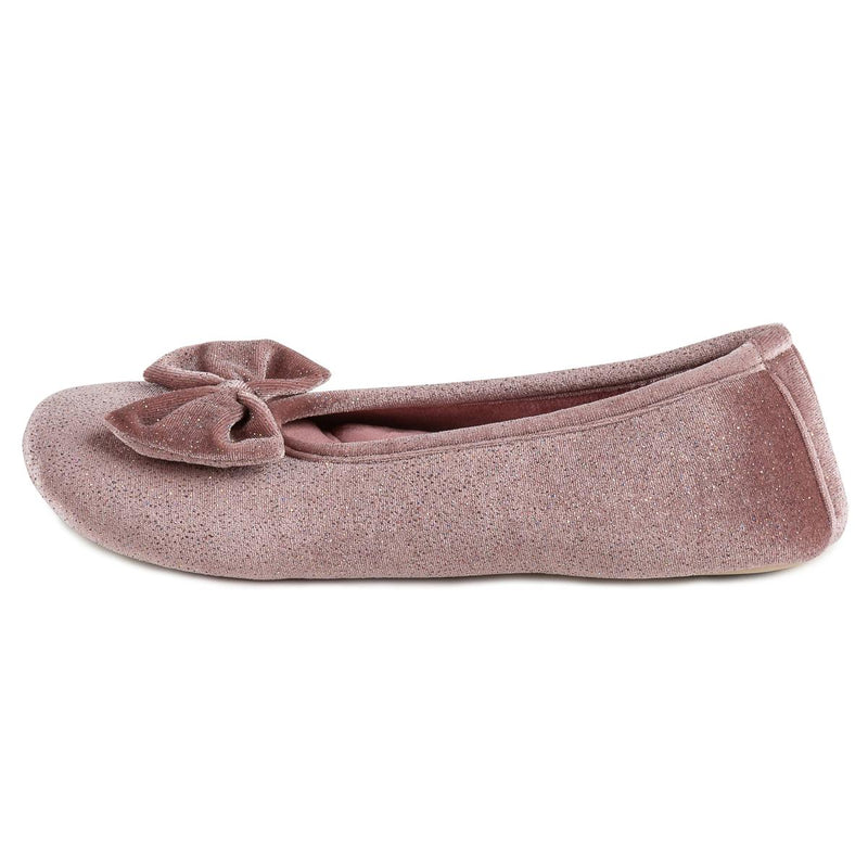 Totes Sparkle Velour Ballet Womens Slippers - Pink