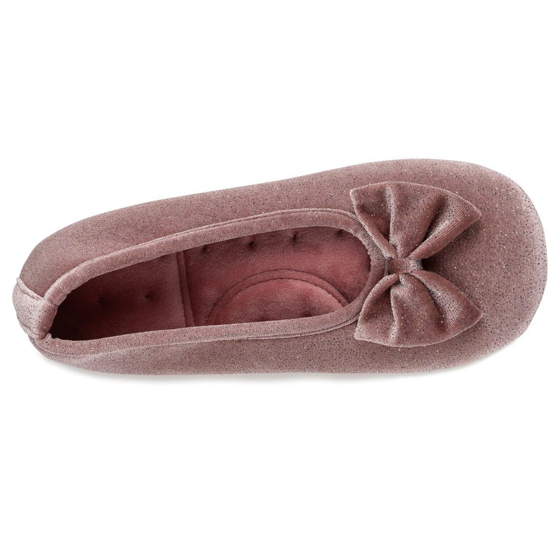 Totes Sparkle Velour Ballet Womens Slippers - Pink