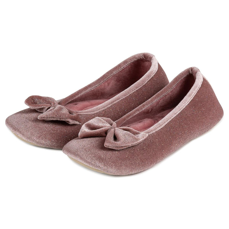 Totes Sparkle Velour Ballet Womens Slippers - Pink