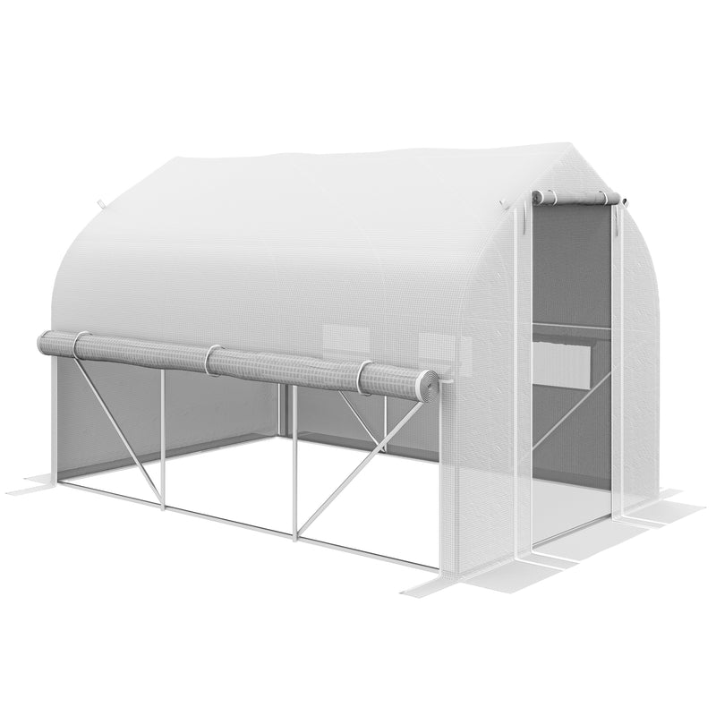 Outsunny 3 x 2m Walk-in Tunnel Greenhouse, Roll Up Sidewalls, Mesh Door