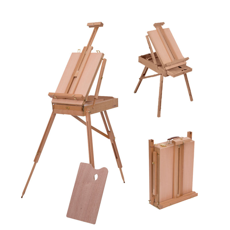 3 Layers Wooden Artist Table Top Drawing Easel Stand Folding Sketch Box  Painting