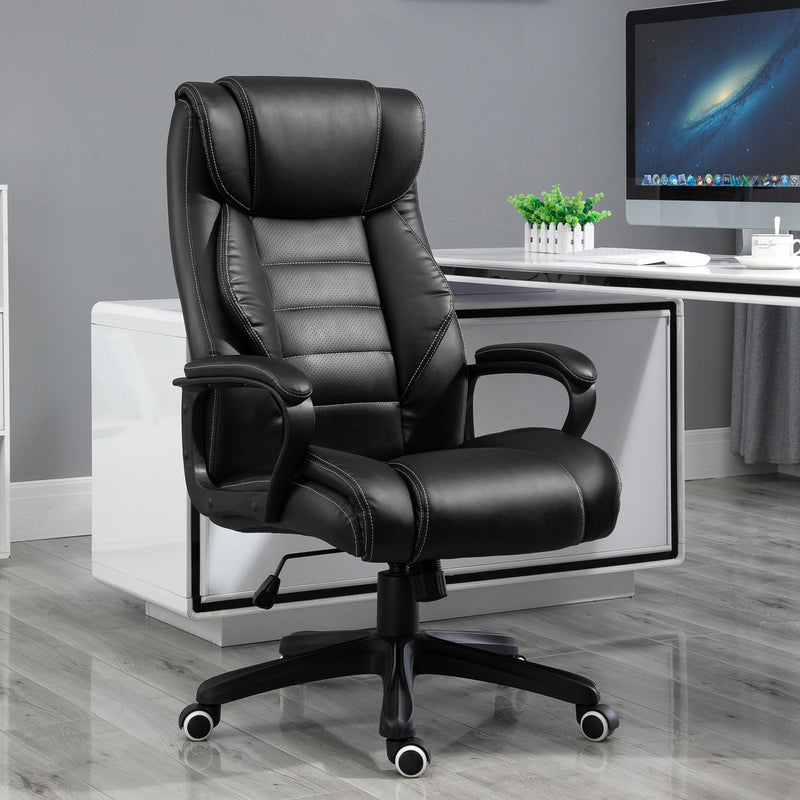 Vinsetto High Back Executive Office Chair 6- Point Vibration Massage Extra Padded Swivel Ergonomic Tilt Desk Seat Black 6 Points Chair