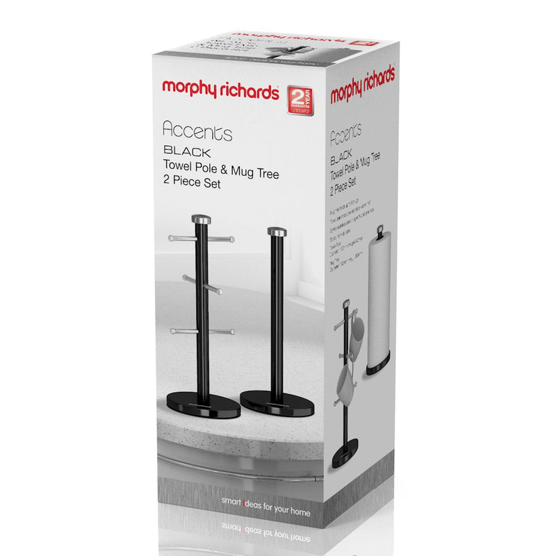 Morphy Richards Accents Mug Tree Towel Pole Set Black