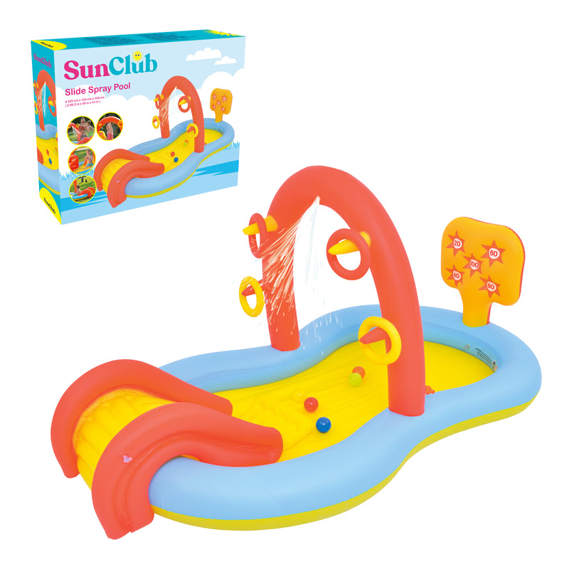 Sun Club Paddling Pool with Slide & Water Spray 2.2m