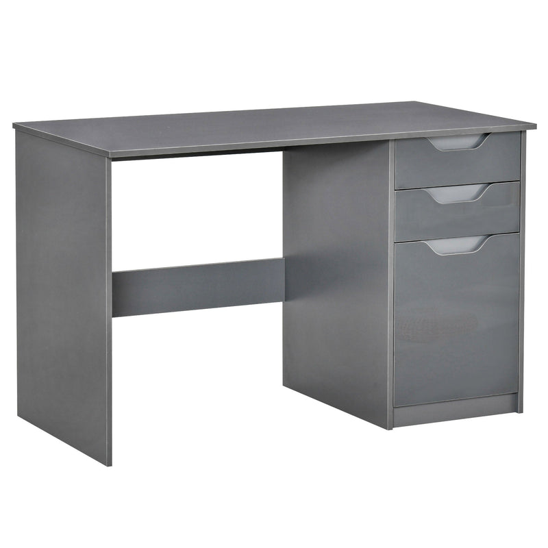 Computer Desk with Drawers Modern Writing Workstation with Storage Cabinet PC Study Table for Home Office Study - Grey
