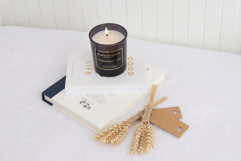 Black Diamond Ambient Candle 7oz Black Glass Jar Caribean Splash