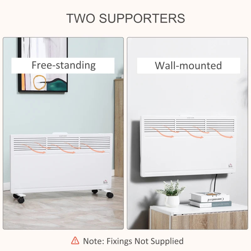 HOMCOM Convector Radiator Heater Freestanding or Wall-mounted w/ Adjustable Thermostat