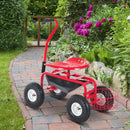 Outsunny Gardening Planting Rolling Cart Red