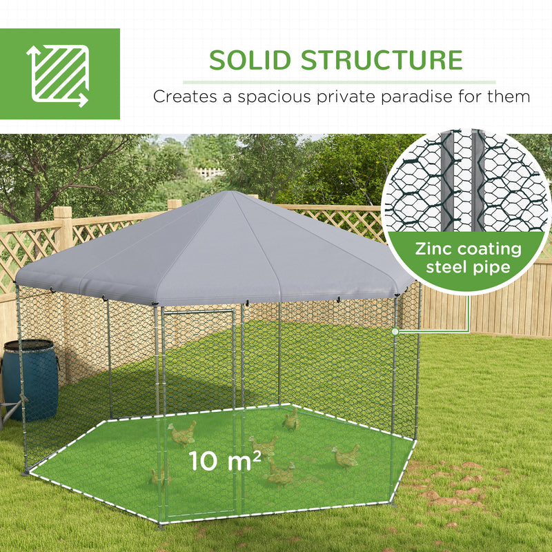 PawHut Walk in Chicken Run with Cover for 10-15 Chickens, Hens, Rabbits, Ducks