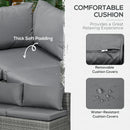 Outsunny 3Pcs Rattan Corner Sofa Set Coffee Table Garden Furniture w/ Cushion