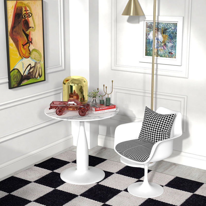 HOMCOM Round Dining Table with Steel Base for Living Room, Dining Room