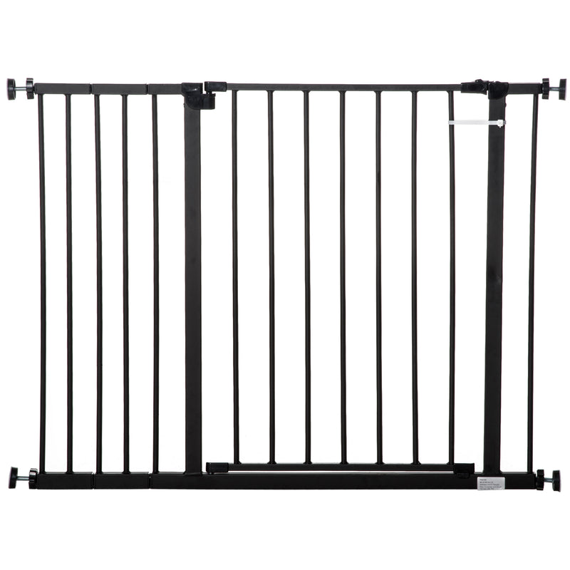PawHut Pressure Fitted Pet Dog Safety Gate Metal Fence 76 cm Tall Bla
