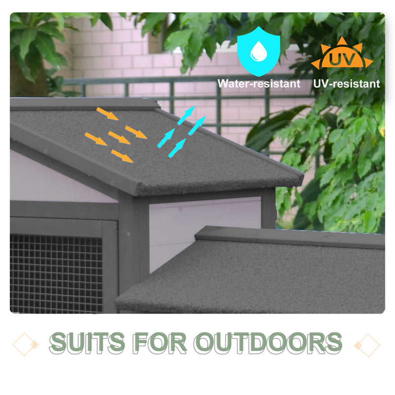 Pawhut Two Level Grey Rabbit Hutch
