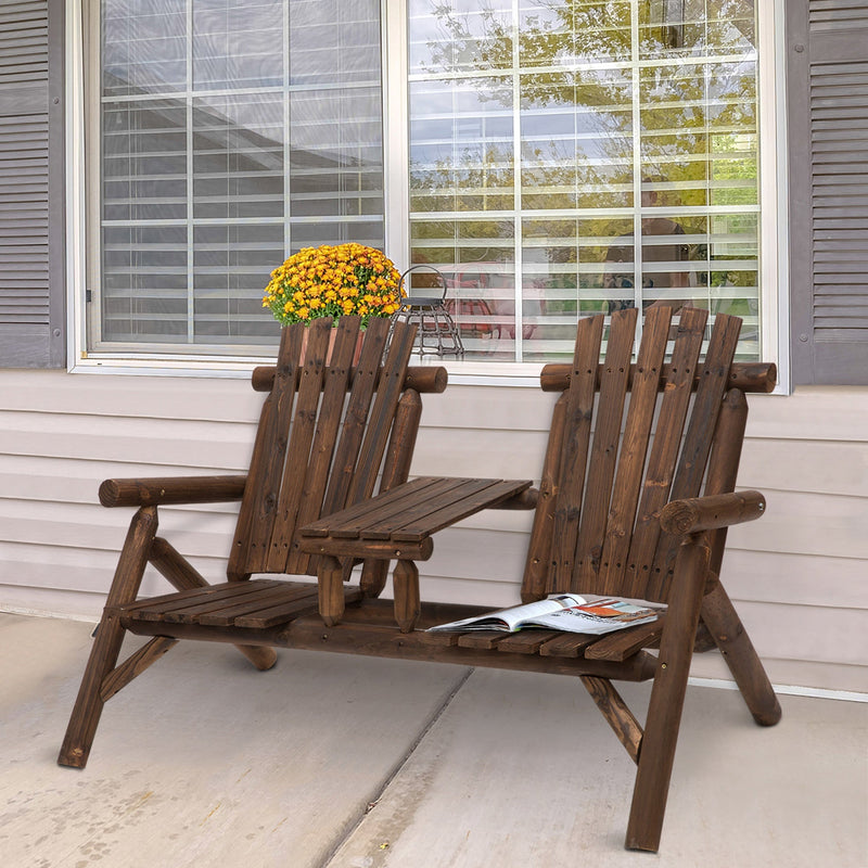 Outsunny Adirondack style Garden Bench - Carbonised