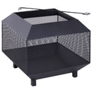 Outsunny Stove Garden Square Fire Pit Black